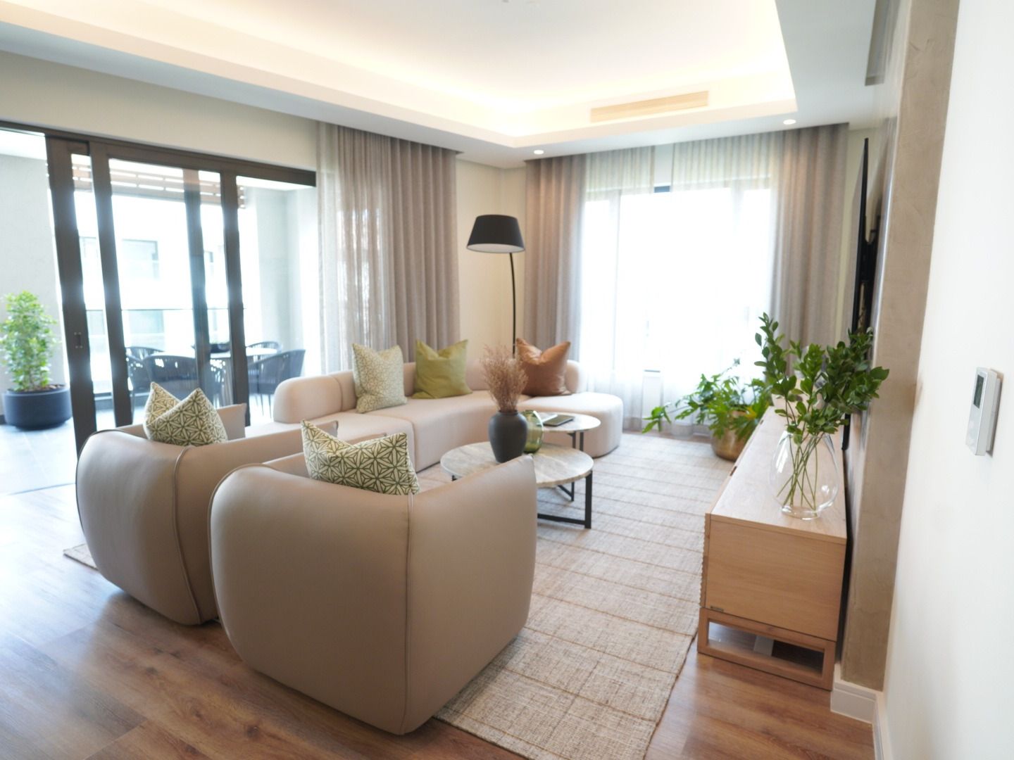 Two-bedroom apartment living area at City Centre
