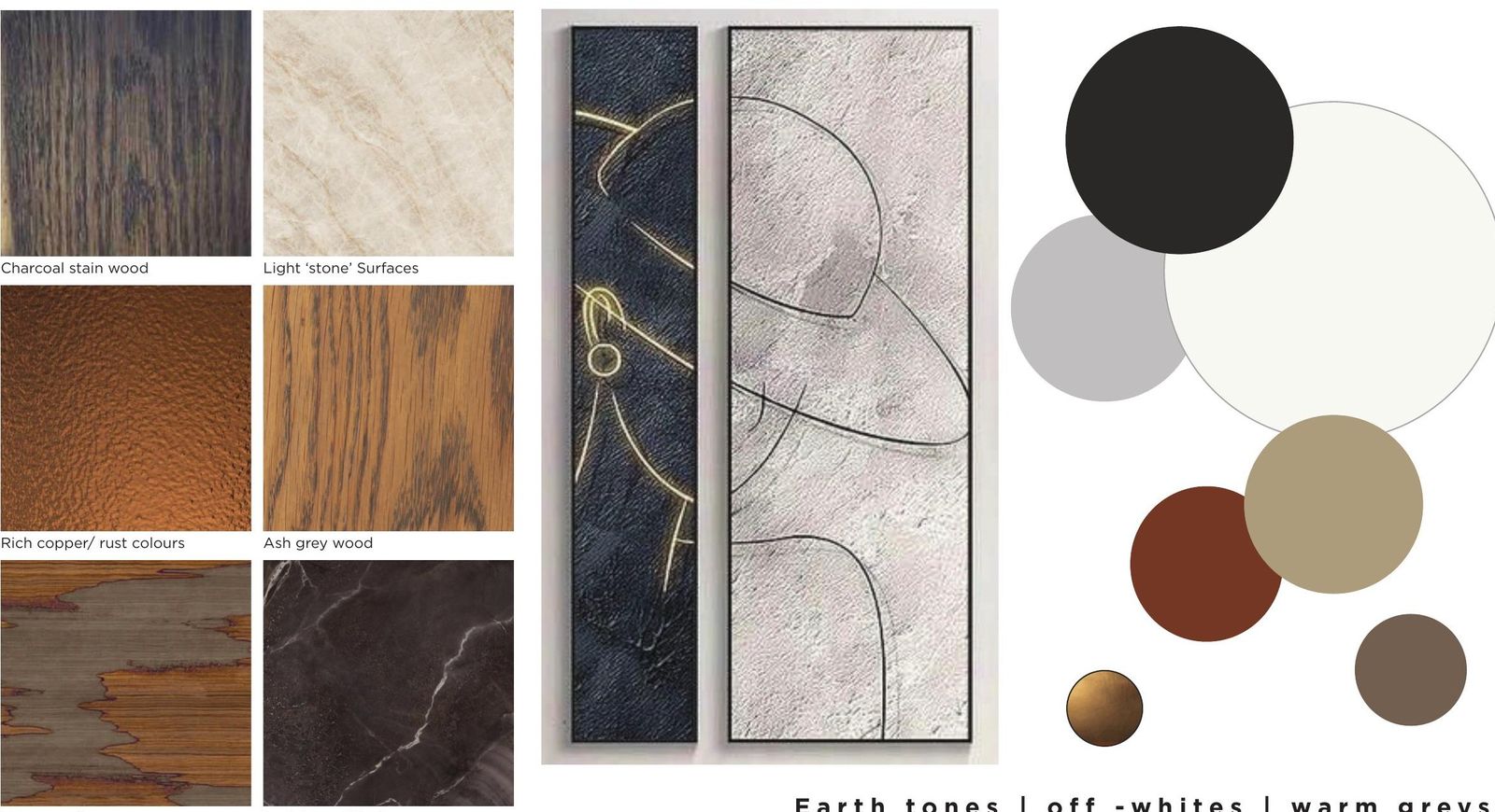 Show apartment colour and texture mood board